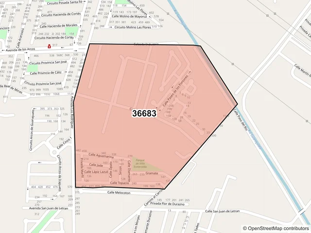 Mapa del código postal 36683, Irapuato, Guanajuato