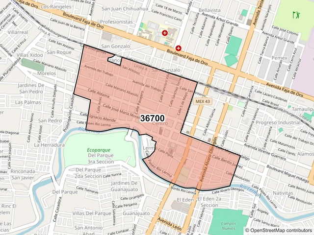 Mapa del código postal 36700, Salamanca, Guanajuato