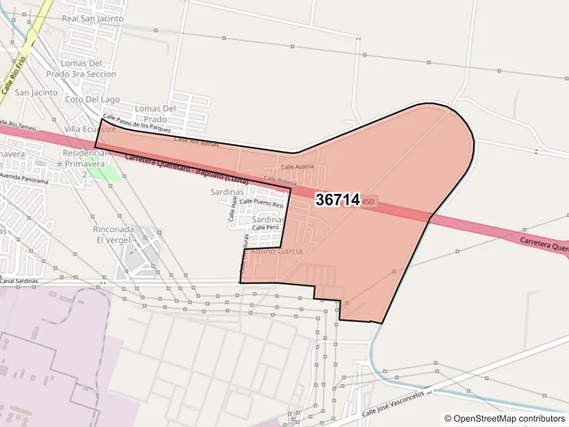 Mapa del código postal 36714, Salamanca, Guanajuato