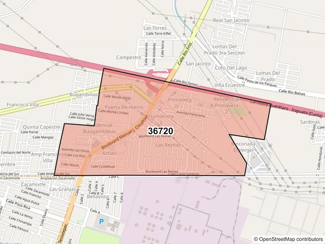 Mapa del código postal 36720, Salamanca, Guanajuato