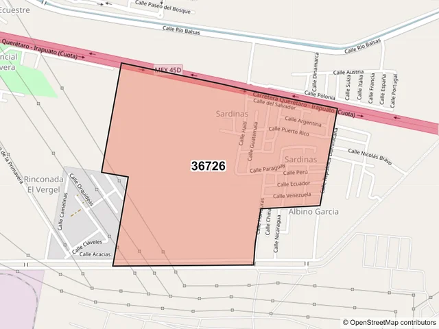 Mapa del código postal 36726, Salamanca, Guanajuato