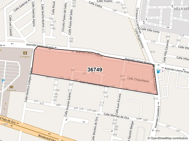 Mapa del código postal 36749, Salamanca, Guanajuato