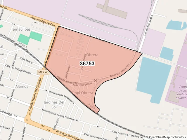 Mapa del código postal 36753, Salamanca, Guanajuato