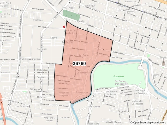 Mapa del código postal 36760, Salamanca, Guanajuato