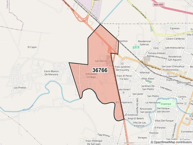 Mapa del código postal 36766, Salamanca, Guanajuato