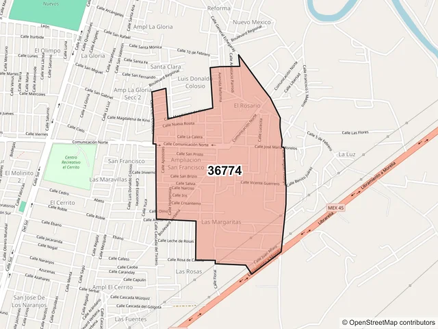 Mapa del código postal 36774, Salamanca, Guanajuato