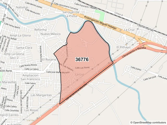 Mapa del código postal 36776, Salamanca, Guanajuato