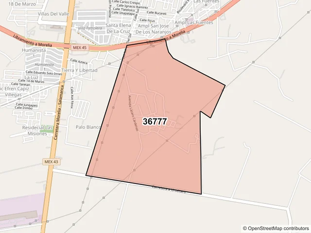 Mapa del código postal 36777, Salamanca, Guanajuato