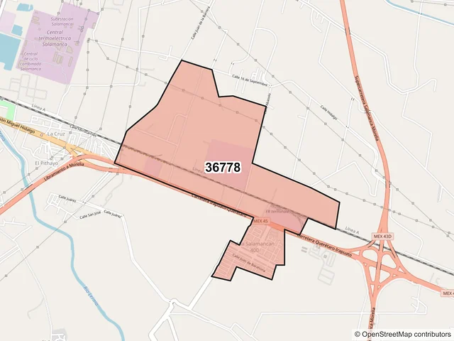 Mapa del código postal 36778, Salamanca, Guanajuato