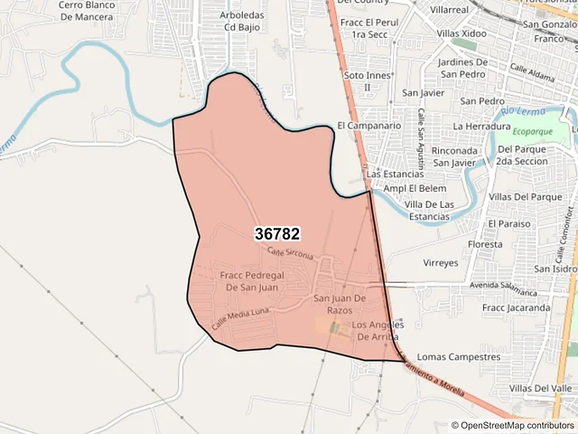 Mapa del código postal 36782, Salamanca, Guanajuato