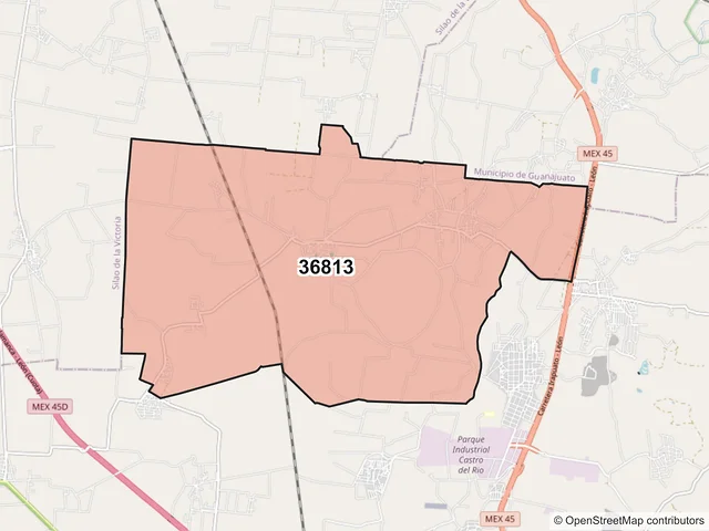 Mapa del código postal 36813, Irapuato, Guanajuato