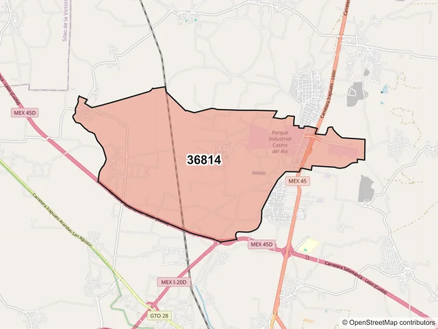 Mapa del código postal 36814, Irapuato, Guanajuato