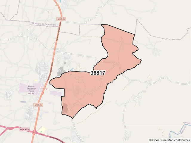 Mapa del código postal 36817, Irapuato, Guanajuato