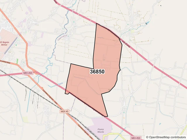 Mapa del código postal 36850, Salamanca, Guanajuato