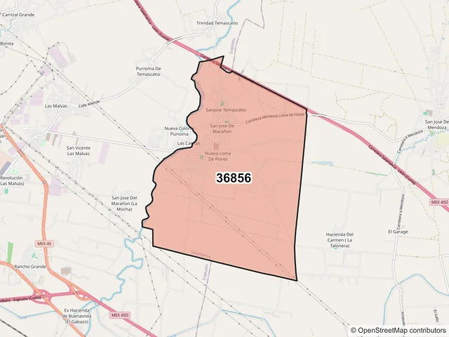 Mapa del código postal 36856, Salamanca, Guanajuato