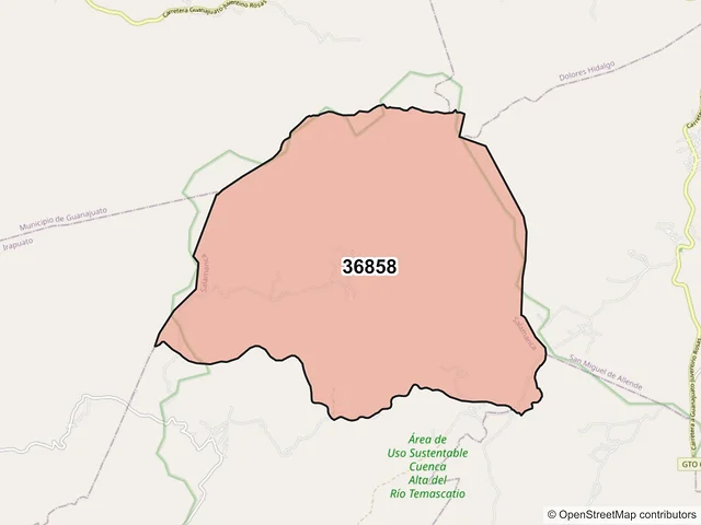 Mapa del código postal 36858, Salamanca, Guanajuato