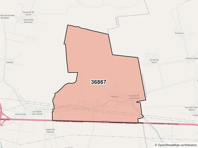Mapa del código postal 36867, Salamanca, Guanajuato