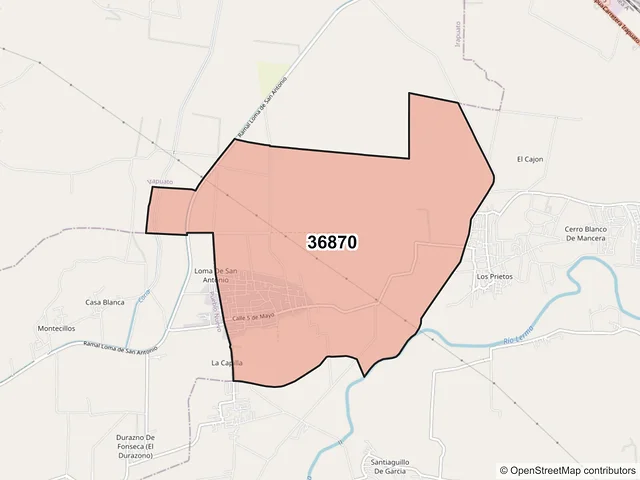 Mapa del código postal 36870, Salamanca, Guanajuato