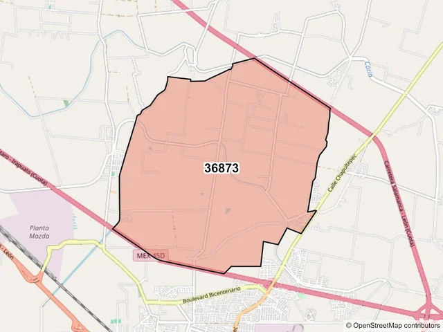 Mapa del código postal 36873, Salamanca, Guanajuato