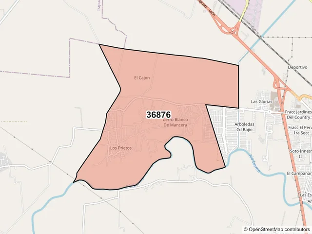 Mapa del código postal 36876, Salamanca, Guanajuato