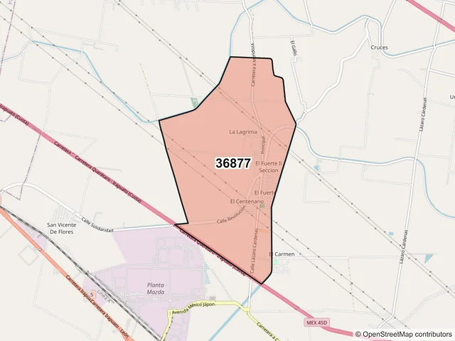 Mapa del código postal 36877, Salamanca, Guanajuato