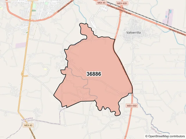Mapa del código postal 36886, Salamanca, Guanajuato