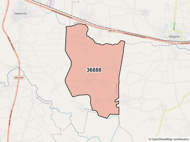 Mapa del código postal 36888, Salamanca, Guanajuato