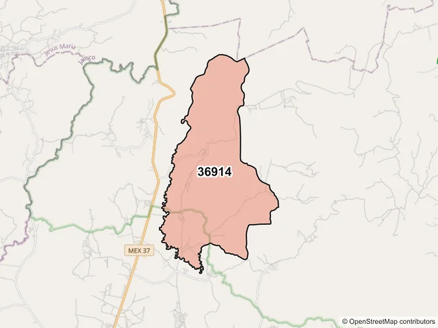 Mapa del código postal 36914, Pénjamo, Guanajuato