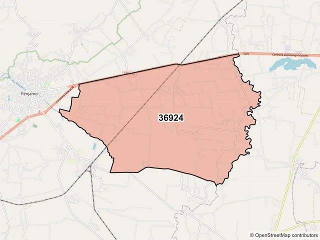 Mapa del código postal 36924, Pénjamo, Guanajuato