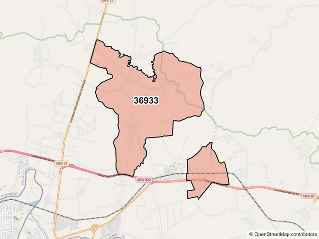 Mapa del código postal 36933, Pénjamo, Guanajuato