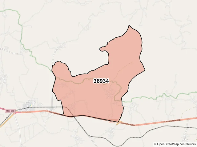 Mapa del código postal 36934, Pénjamo, Guanajuato