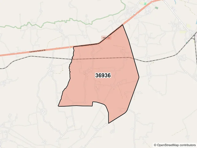 Mapa del código postal 36936, Pénjamo, Guanajuato