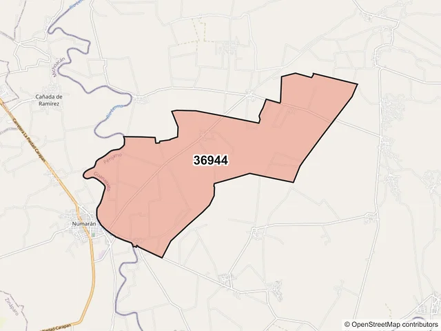 Mapa del código postal 36944, Pénjamo, Guanajuato