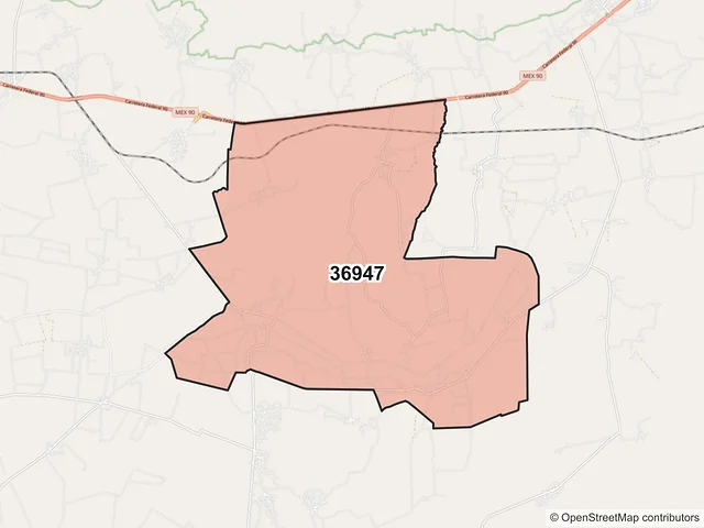 Mapa del código postal 36947, Pénjamo, Guanajuato