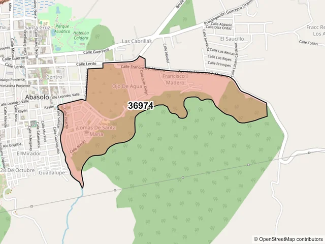 Mapa del código postal 36974, Abasolo, Guanajuato