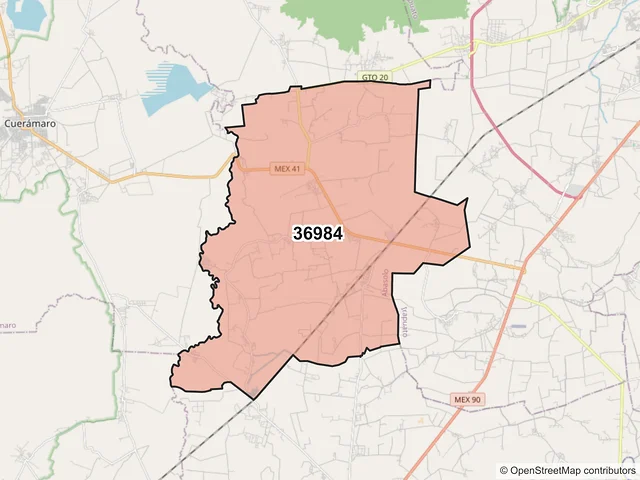 Mapa del código postal 36984, Abasolo, Guanajuato