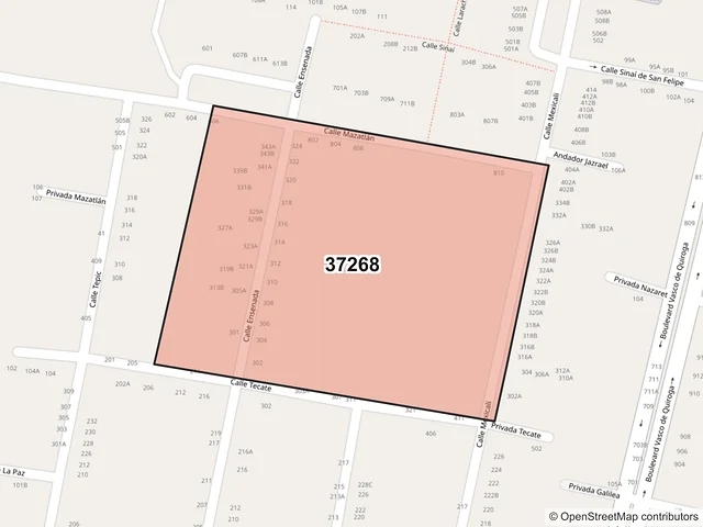 Mapa del código postal 37268, León, Guanajuato