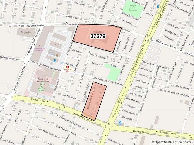 Mapa del código postal 37279, León, Guanajuato