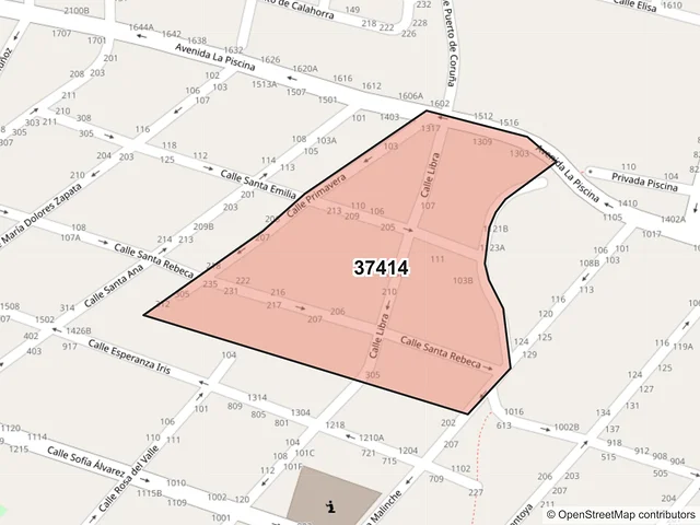 Mapa del código postal 37414, León, Guanajuato