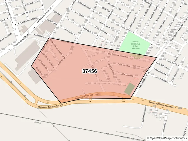 Mapa del código postal 37456, León, Guanajuato