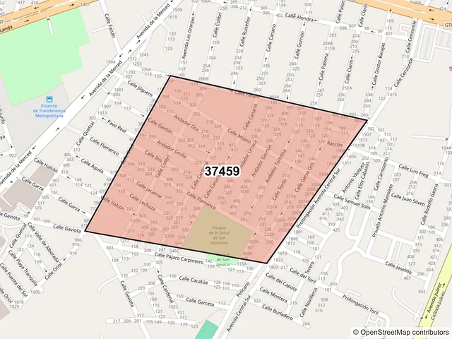 Mapa del código postal 37459, León, Guanajuato