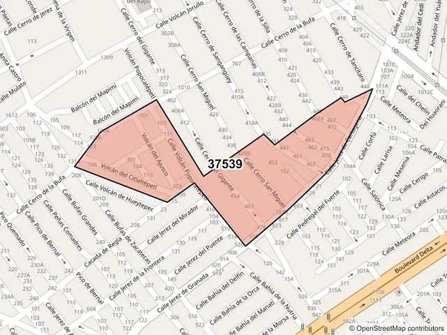 Mapa del código postal 37539, León, Guanajuato