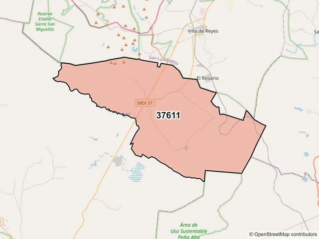 Mapa del código postal 37611, San Felipe, Guanajuato