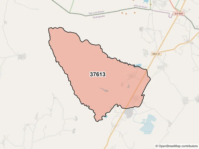 Mapa del código postal 37613, San Felipe, Guanajuato