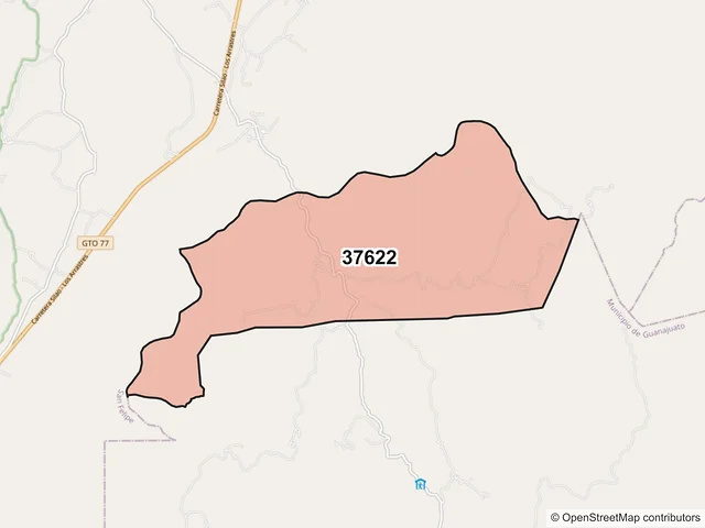 Mapa del código postal 37622, San Felipe, Guanajuato