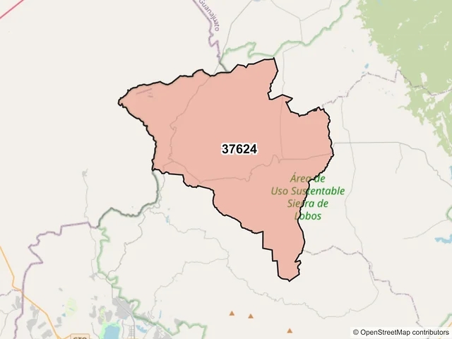 Mapa del código postal 37624, San Felipe, Guanajuato