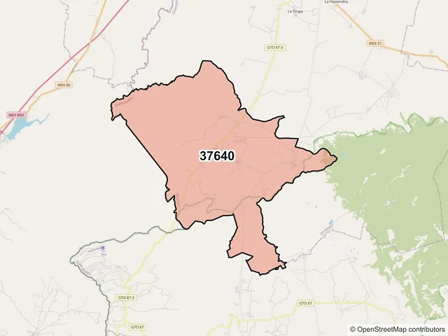 Mapa del código postal 37640, Ocampo, Guanajuato