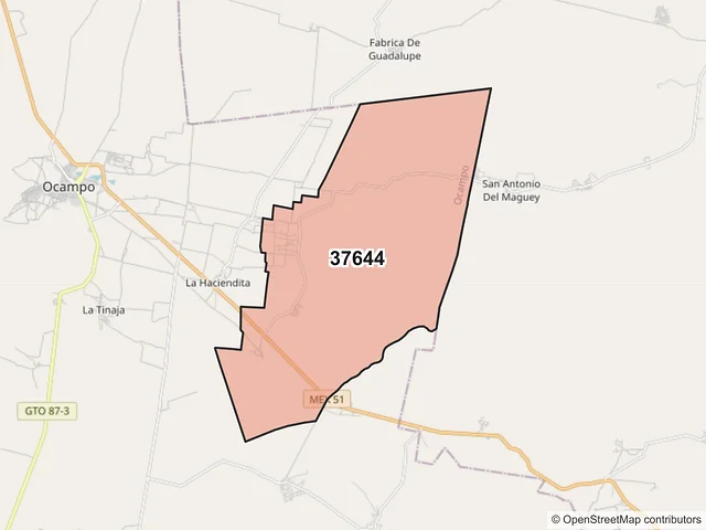 Mapa del código postal 37644, Ocampo, Guanajuato