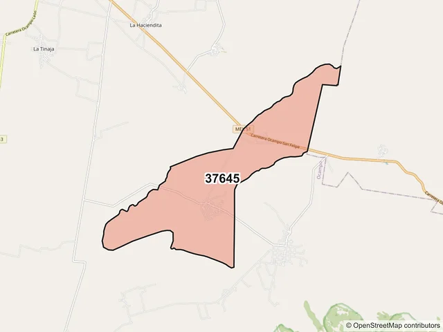 Mapa del código postal 37645, Ocampo, Guanajuato