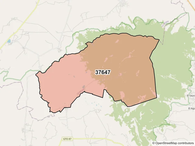 Mapa del código postal 37647, Ocampo, Guanajuato